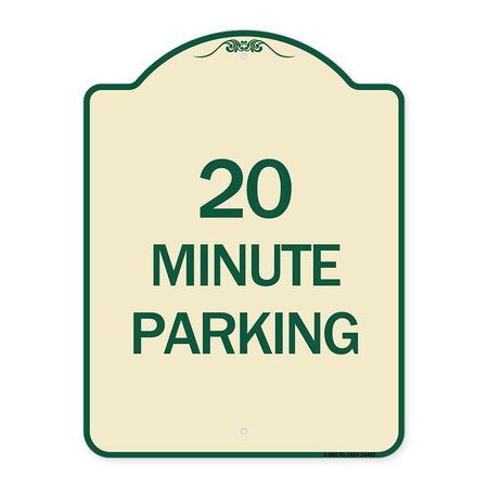 Signmission Designer Series 20 Minute Parking, Tan & Green Heavy-Gauge Aluminum Sign, 24" x 18", TG-1824-24493 A-DES-TG-1824-24493